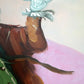 Oil Painting Clown Musician Signed L. Angeli Colorful Figurative Art Circus