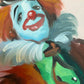Oil Painting Clown Musician Signed L. Angeli Colorful Figurative Art Circus