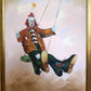 Oil Painting Clown on Swing Signed L. Angeli Colorful Figurative Art Circus
