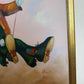 Oil Painting Clown on Swing Signed L. Angeli Colorful Figurative Art Circus
