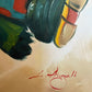 Oil Painting Clown on Swing Signed L. Angeli Colorful Figurative Art Circus