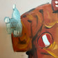 Oil Painting Clown on Swing Signed L. Angeli Colorful Figurative Art Circus