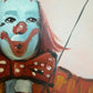 Oil Painting Clown on Swing Signed L. Angeli Colorful Figurative Art Circus