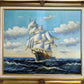 Oil Painting Sailing Ship Seascape Signed Maritime Art Ocean Waves Nautical