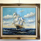 Oil Painting Sailing Ship Seascape Signed Maritime Art Ocean Waves Nautical