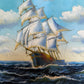 Oil Painting Sailing Ship Seascape Signed Maritime Art Ocean Waves Nautical