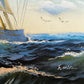 Oil Painting Sailing Ship Seascape Signed Maritime Art Ocean Waves Nautical