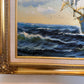 Oil Painting Sailing Ship Seascape Signed Maritime Art Ocean Waves Nautical