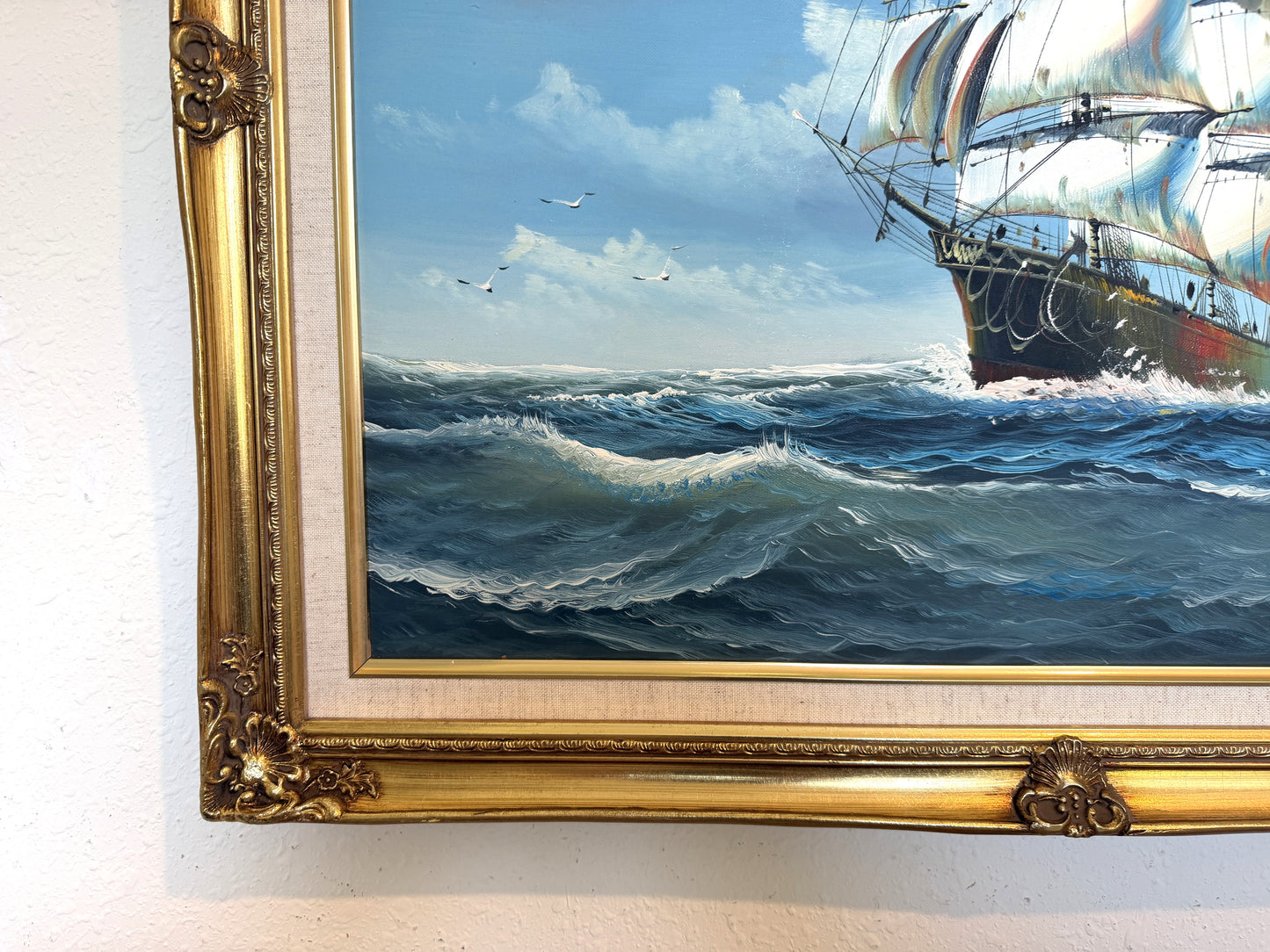 K. Dossi Oil Painting Sailing Ship Seascape Signed Maritime Art Ocean Nautical