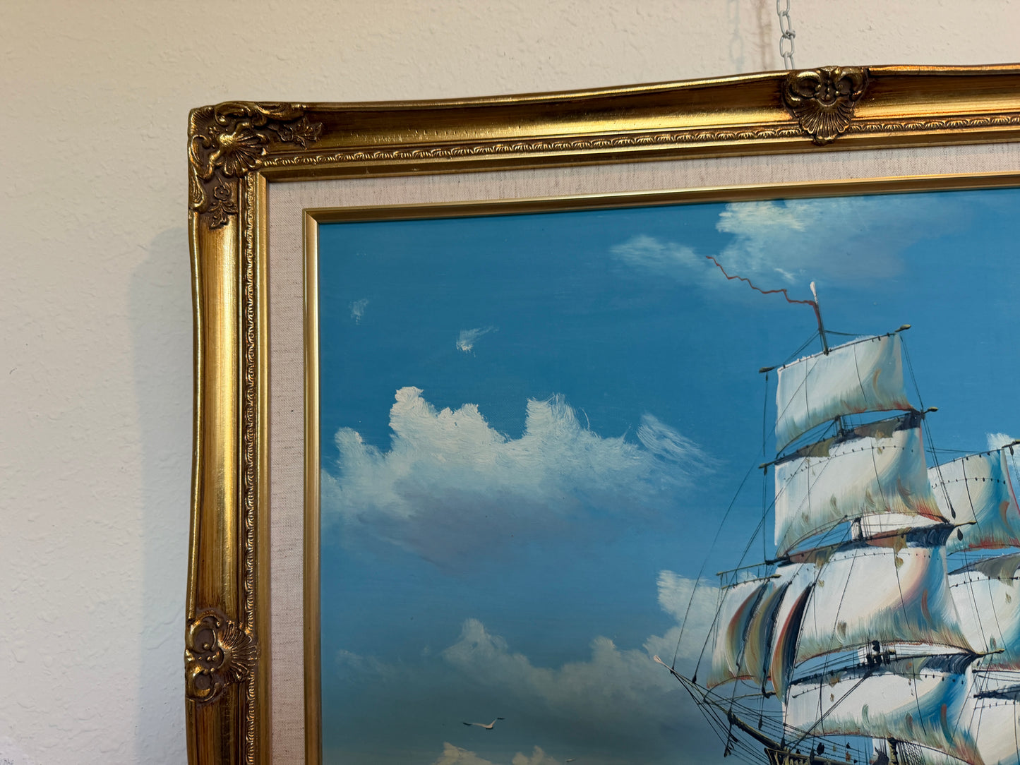 K. Dossi Oil Painting Sailing Ship Seascape Signed Maritime Art Ocean Nautical