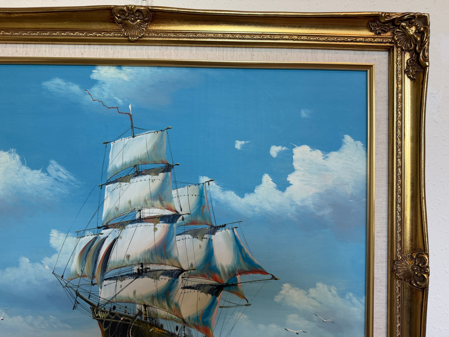 K. Dossi Oil Painting Sailing Ship Seascape Signed Maritime Art Ocean Nautical