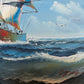 K. Dossi Oil Painting Sailing Ship Seascape Signed Maritime Art Ocean Nautical