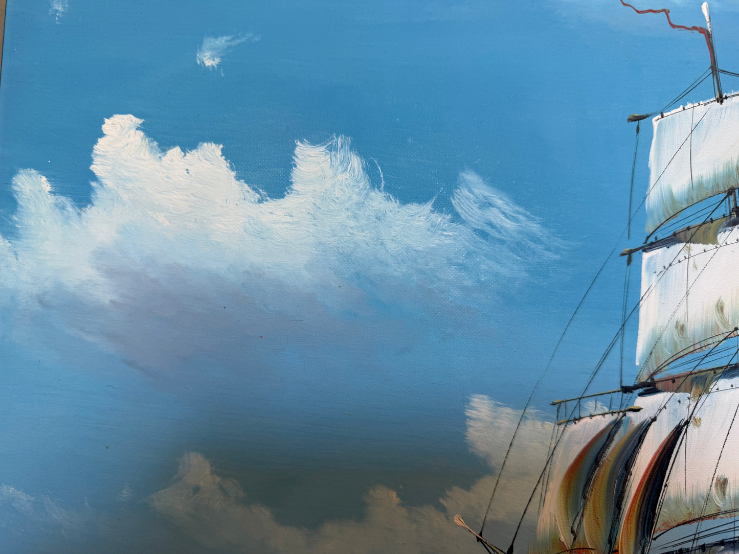 K. Dossi Oil Painting Sailing Ship Seascape Signed Maritime Art Ocean Nautical
