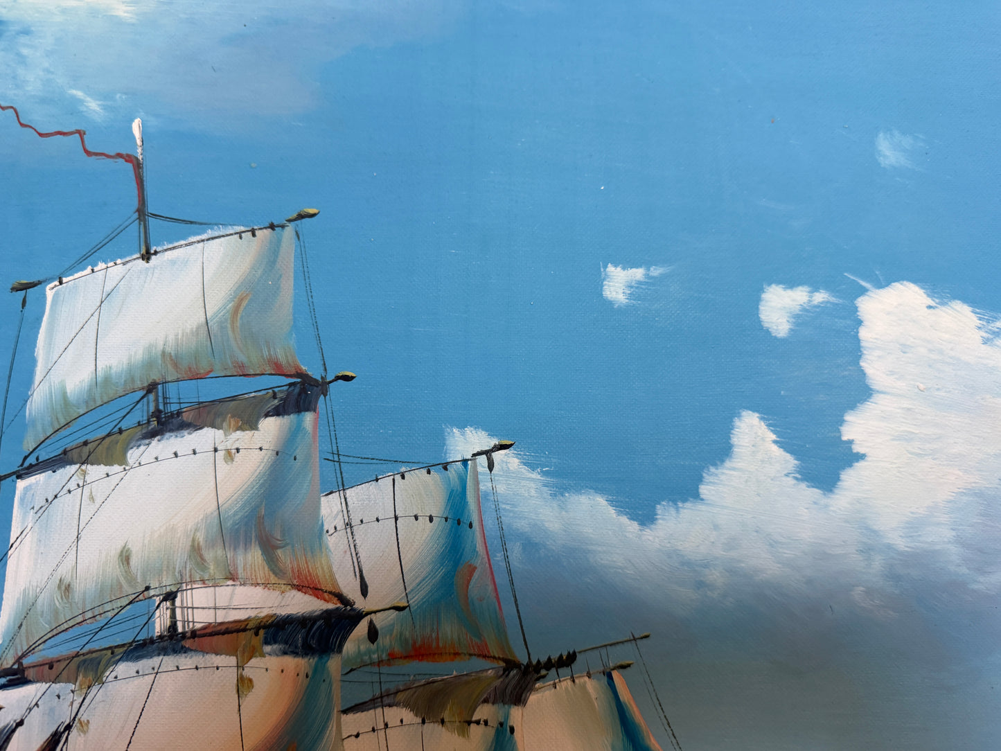 K. Dossi Oil Painting Sailing Ship Seascape Signed Maritime Art Ocean Nautical