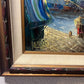 Signed Vintage Original Oil painting on Canvas, Seascape, Harbor Scene, Framed