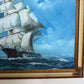 Large Vintage Oil Painting Sailing Ship Seascape Signed Maritime Ocean Art