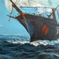 Large Vintage Oil Painting Sailing Ship Seascape Signed Maritime Ocean Art