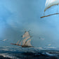 Large Vintage Oil Painting Sailing Ship Seascape Signed Maritime Ocean Art