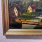 Antique oil painting on canvas, Rural Landscape, Figures, Unsigned, Framed