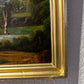 Antique oil painting on canvas, Rural Landscape, Figures, Unsigned, Framed