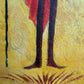 African Tribal Figure Oil Painting Textured Modern Ethnic Wall Art Framed
