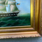 Large Vintage Maritime Oil Painting Clipper Ship Signed Sanders, Gorgeous Frame