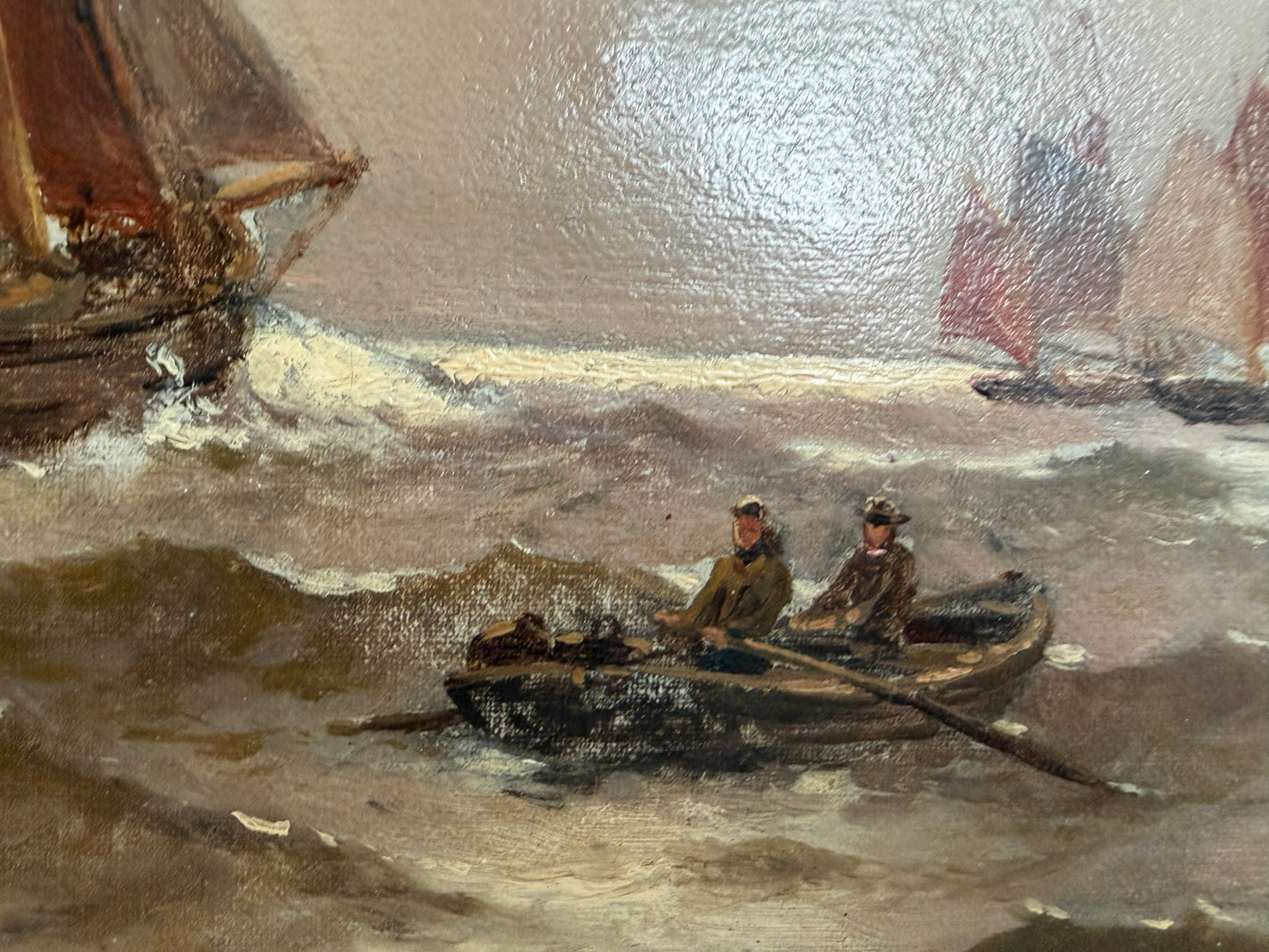 1868 George Anthony Waterstone British Antique Oil Painting Maritime Seascape