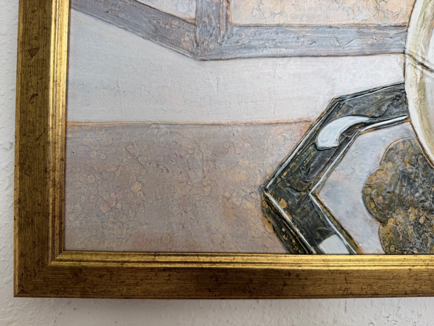 Vintage Ramon Textured Floral Still Life Painting Lilies Framed Canvas Art