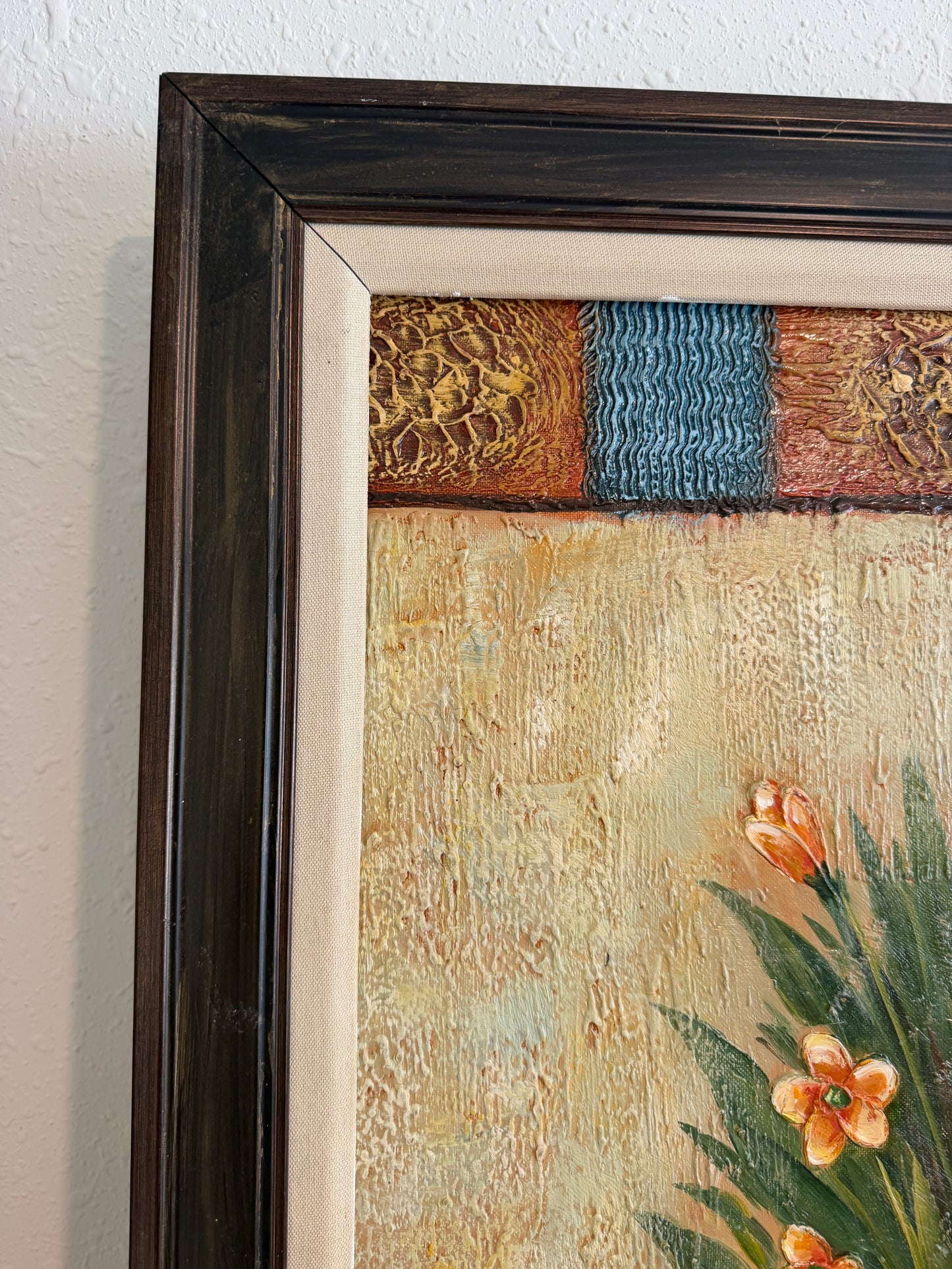 Original Floral Oil Painting “Golden Bloom” by Alena Kalen Framed Textured, COA