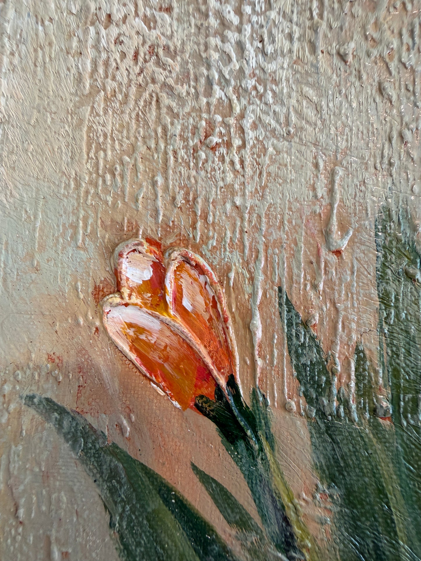 Original Floral Oil Painting “Golden Bloom” by Alena Kalen Framed Textured, COA