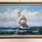 R.Boren original oil painting framed sailing ship seascape