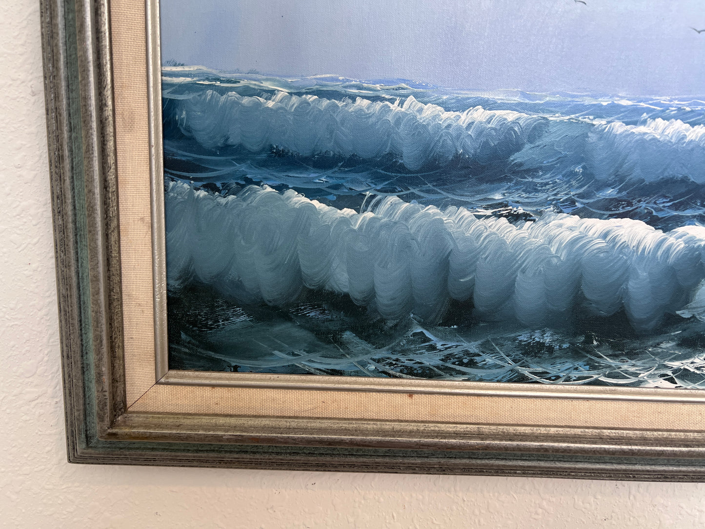 R.Boren Large Original Oil Painting on Canvas Sailing Ship Ocean Seascape Framed