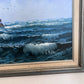 R.Boren Large Original Oil Painting on Canvas Sailing Ship Ocean Seascape Framed
