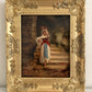 Antique Italian Oil Painting Peasant Woman Portrait 19th C. Signed Genre Art
