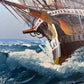 R.Boren Large Original Oil Painting on Canvas Sailing Ship Ocean Seascape Framed