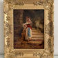 Antique Italian Oil Painting Peasant Woman Portrait 19th C. Signed Genre Art