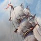 R.Boren Large Original Oil Painting on Canvas Sailing Ship Ocean Seascape Framed