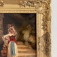 Antique Italian Oil Painting Peasant Woman Portrait 19th C. Signed Genre Art