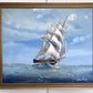 Sailing Ship Seascape by Baill – Original Oil Painting on Canvas, Framed