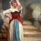Antique Italian Oil Painting Peasant Woman Portrait 19th C. Signed Genre Art