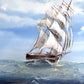 Sailing Ship Seascape by Baill – Original Oil Painting on Canvas, Framed
