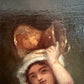 Antique Italian Oil Painting Peasant Woman Portrait 19th C. Signed Genre Art