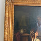Large Antique European Oil Painting 19th Century Interior Genre Scene Children