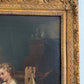 Large Antique European Oil Painting 19th Century Interior Genre Scene Children