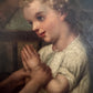 Large Antique European Oil Painting 19th Century Interior Genre Scene Children