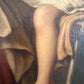 Large Antique European Oil Painting 19th Century Interior Genre Scene Children