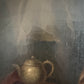 Large Antique European Oil Painting 19th Century Interior Genre Scene Children