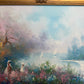 Large Impressionist Landscape Oil Painting Signed Bachmann Lakeside Garden
