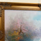 Large Impressionist Landscape Oil Painting Signed Bachmann Lakeside Garden
