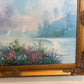 Large Impressionist Landscape Oil Painting Signed Bachmann Lakeside Garden